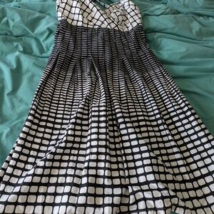 R&K Black and White Checkered Midi Dress